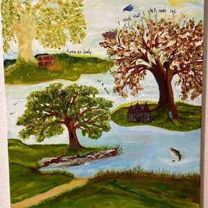 Original oil on canvas by Sherry Lea. Trees.  Children’s room. 16” x 20” Unframe